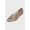 Leather ballet flats with gold glitter