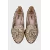 Leather ballet flats with gold glitter