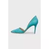 Light blue suede pumps