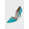 Light blue suede pumps