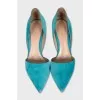Light blue suede pumps