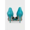 Light blue suede pumps