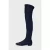 Blue pointed-toe over-the-knee boots