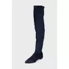 Blue pointed-toe over-the-knee boots