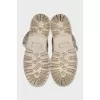 Leather lace-up boots with perforations