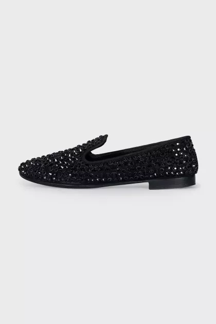 Black ballet flats with crystals