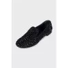 Black ballet flats with crystals