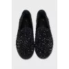 Black ballet flats with crystals