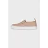 Leather slip-ons with gold-tone decor