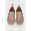Leather slip-ons with gold-tone decor