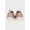Leather slip-ons with gold-tone decor