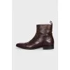 Men's brown boots with perforations