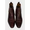 Men's brown boots with perforations