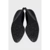 Black leather wedge shoes