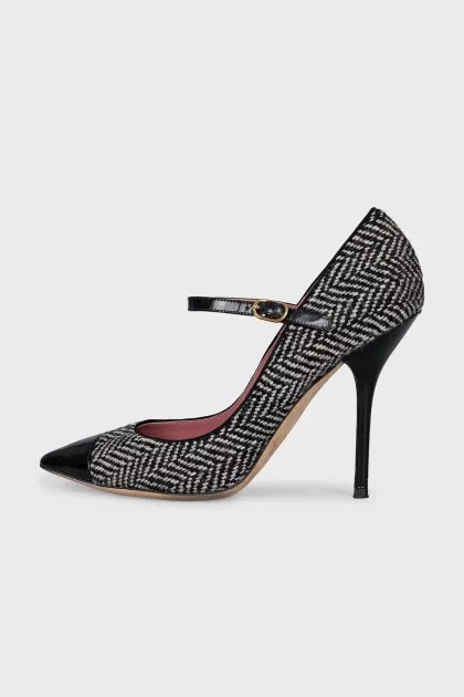 Black and white textile shoes