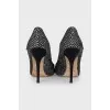 Black and white textile shoes