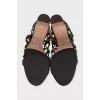 Leather heeled sandals with a braided upper