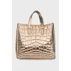 Embossed leather shopper
