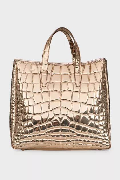 Embossed leather shopper