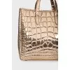 Embossed leather shopper