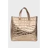 Embossed leather shopper