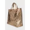 Embossed leather shopper