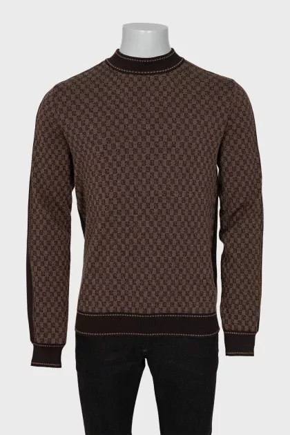 Men's merino wool printed jumper