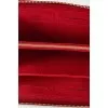 Red wallet with branded embossing