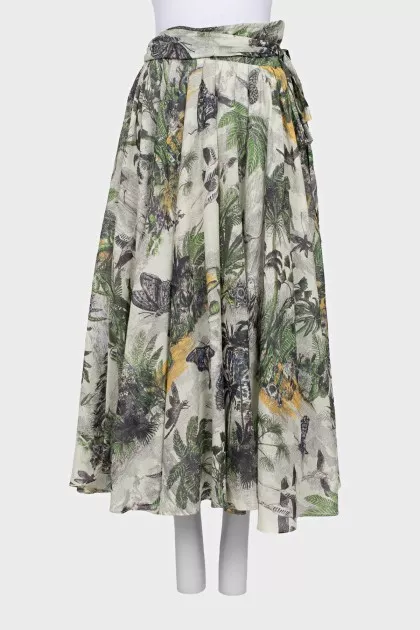 Full printed skirt with ties