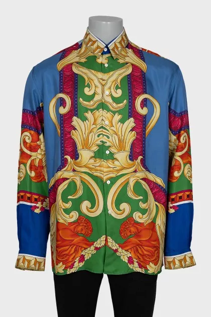 Men's silk shirt with a bright print
