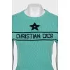 Green cashmere top with signature print