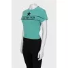 Green cashmere top with signature print