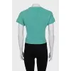 Green cashmere top with signature print