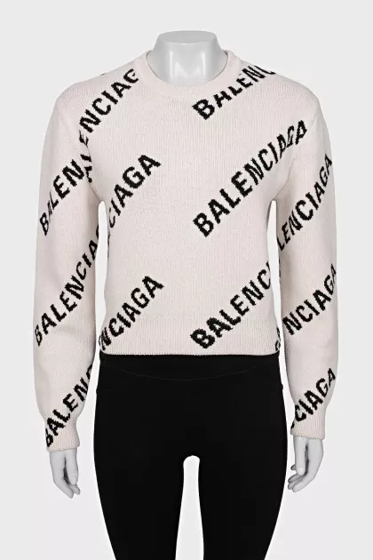 Cropped jumper with signature print