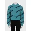 Wool sweater with signature print