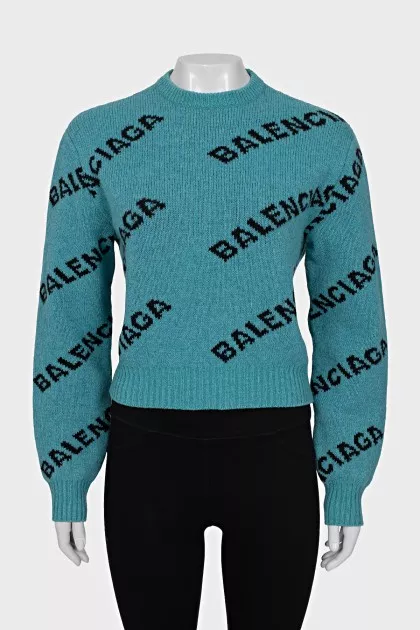 Wool sweater with signature print