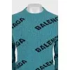 Wool sweater with signature print
