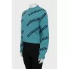 Wool sweater with signature print