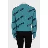 Wool sweater with signature print