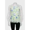 Lace blouse with floral print