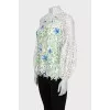 Lace blouse with floral print