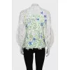 Lace blouse with floral print