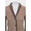 Leather and cashmere button-down cardigan