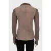 Leather and cashmere button-down cardigan