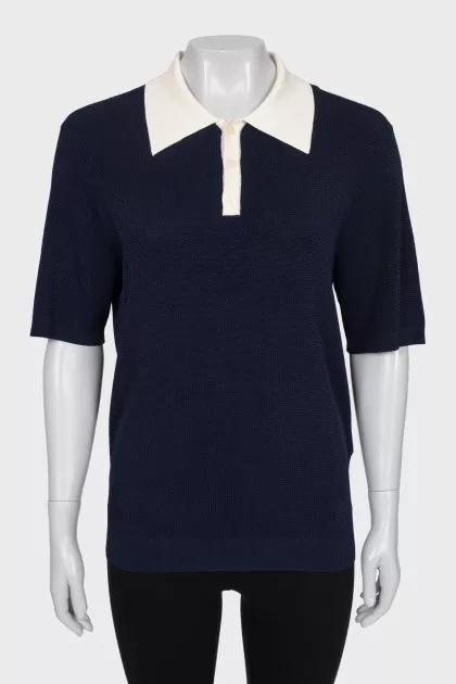 Blue polo with tag