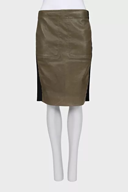 Leather skirt with side panels