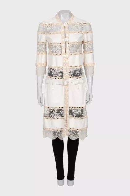 Leather and lace cardigan