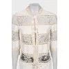 Leather and lace cardigan
