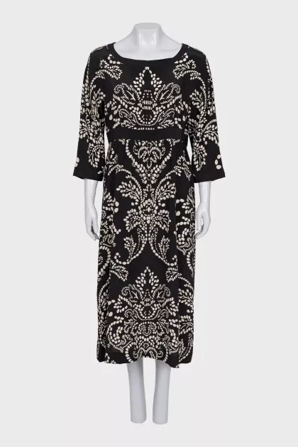 Printed silk midi dress