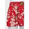 Floral print short shorts